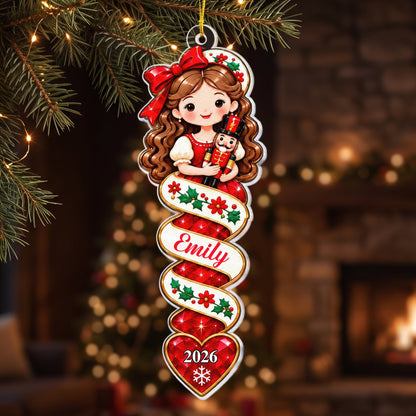 Family Nutcracker Christmas Spiral Ornament Gift For Kids - Personalized Ornament