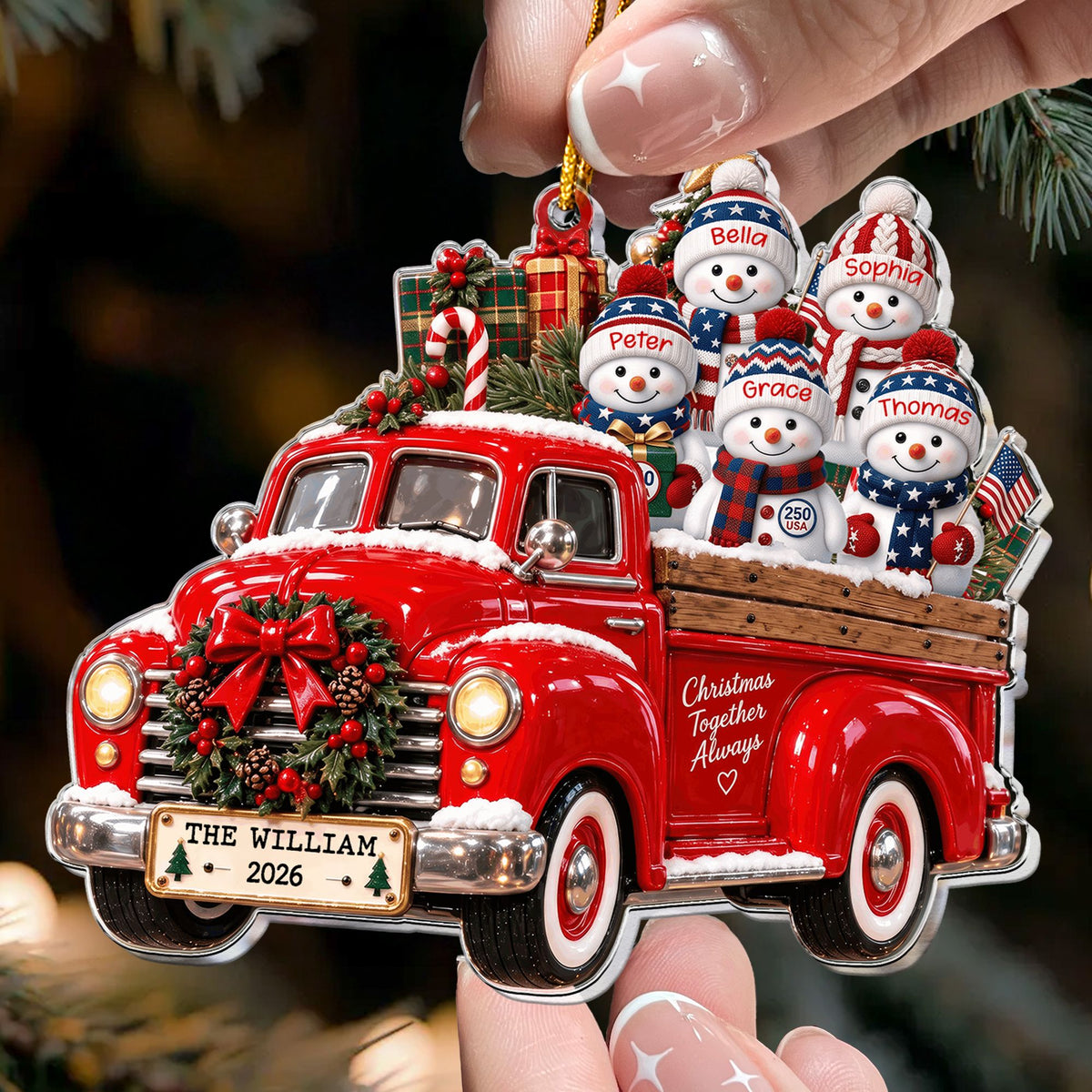 America 250Th Anniversary Snowman - Personalized Ornament