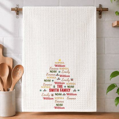 Custom Family Name For Christmas Family Party, For Grandparents - Personalized Kitchen Towel