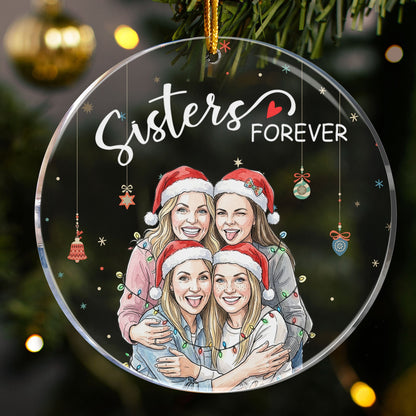 Besties Forever Custom Photo Watercolor Friendship Gift - Personalized Ornament