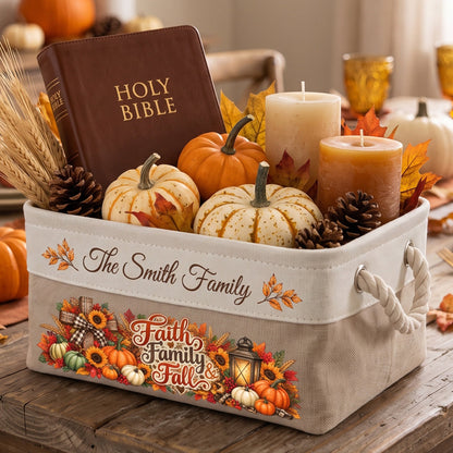 Christian Cross Custom Thanksgiving Fall Season Decors For Family House, Farm House - Personalized Storage Basket