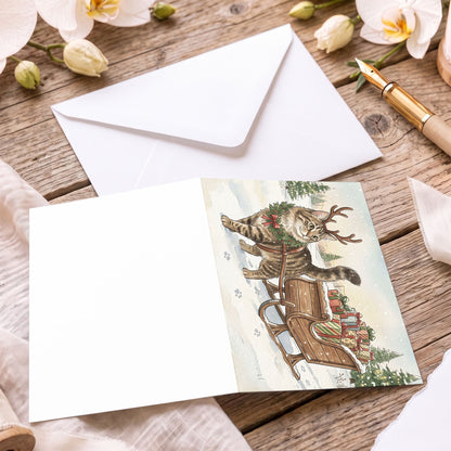 Custom Photo Pet Christmas Card Watercolor - Personalized Card