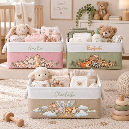 Custom Baby Boy Girl Nursery Storage Baby Shower, Baptism Gifts - Personalized Storage Basket