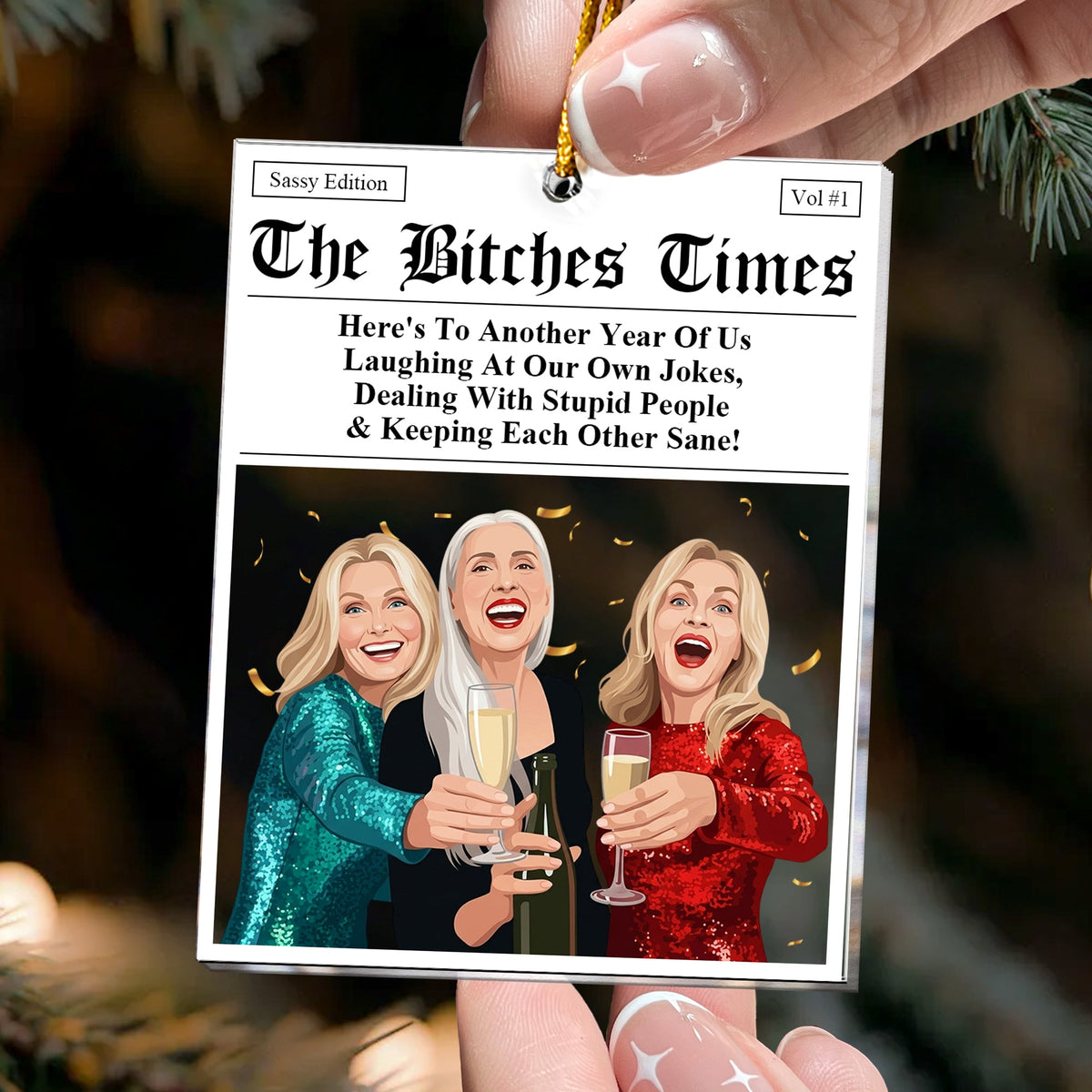 Here's To Another Year Of Us Laughing At Our Own Jokes - Turn Photo Into Art - Personalized Ornament