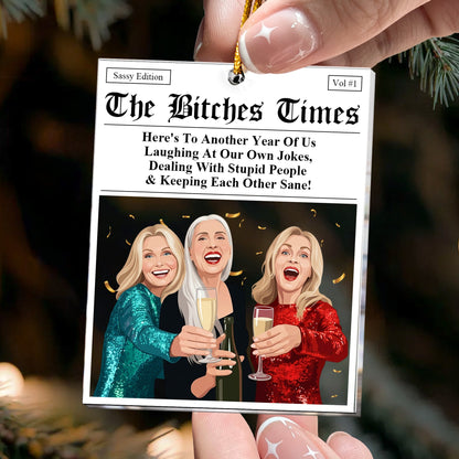 Here's To Another Year Of Us Laughing At Our Own Jokes - Turn Photo Into Art - Personalized Ornament