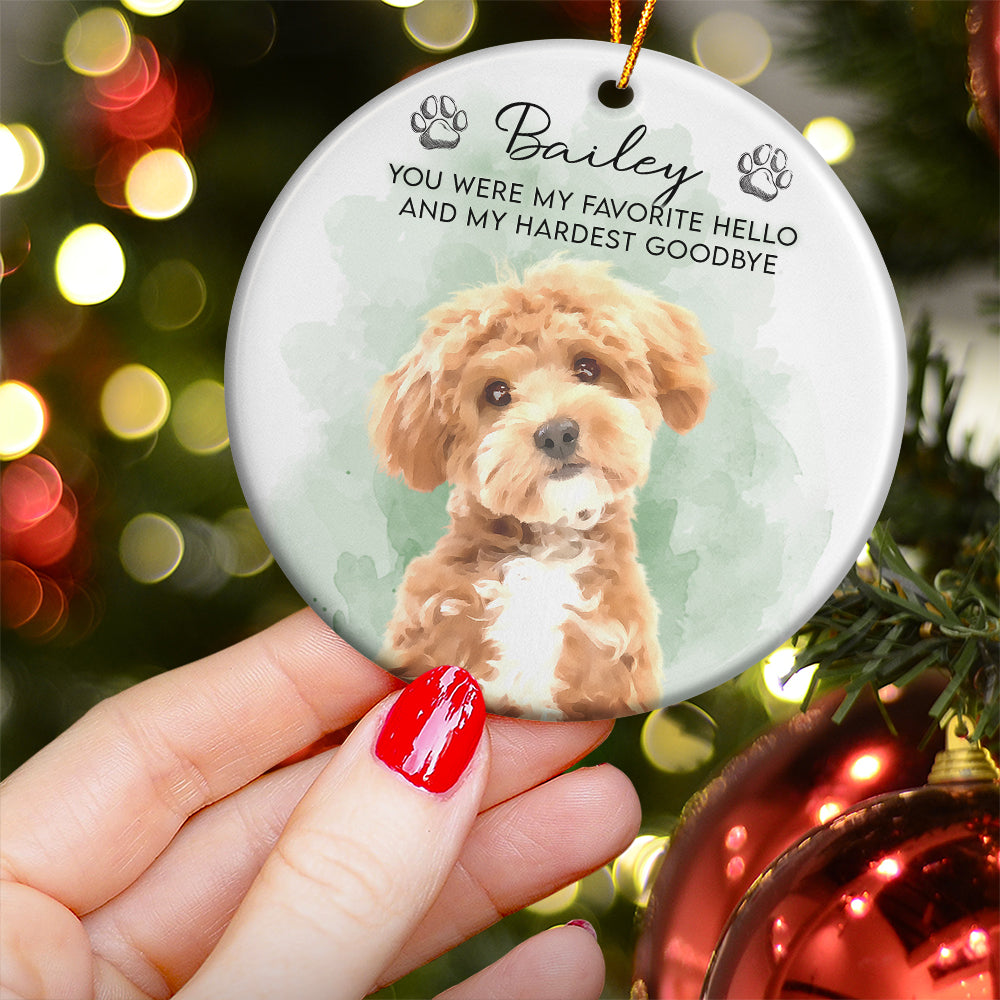 Custom Watercolor Pet Portrait Memorial Pet Loss Gift - Personalized Ornament