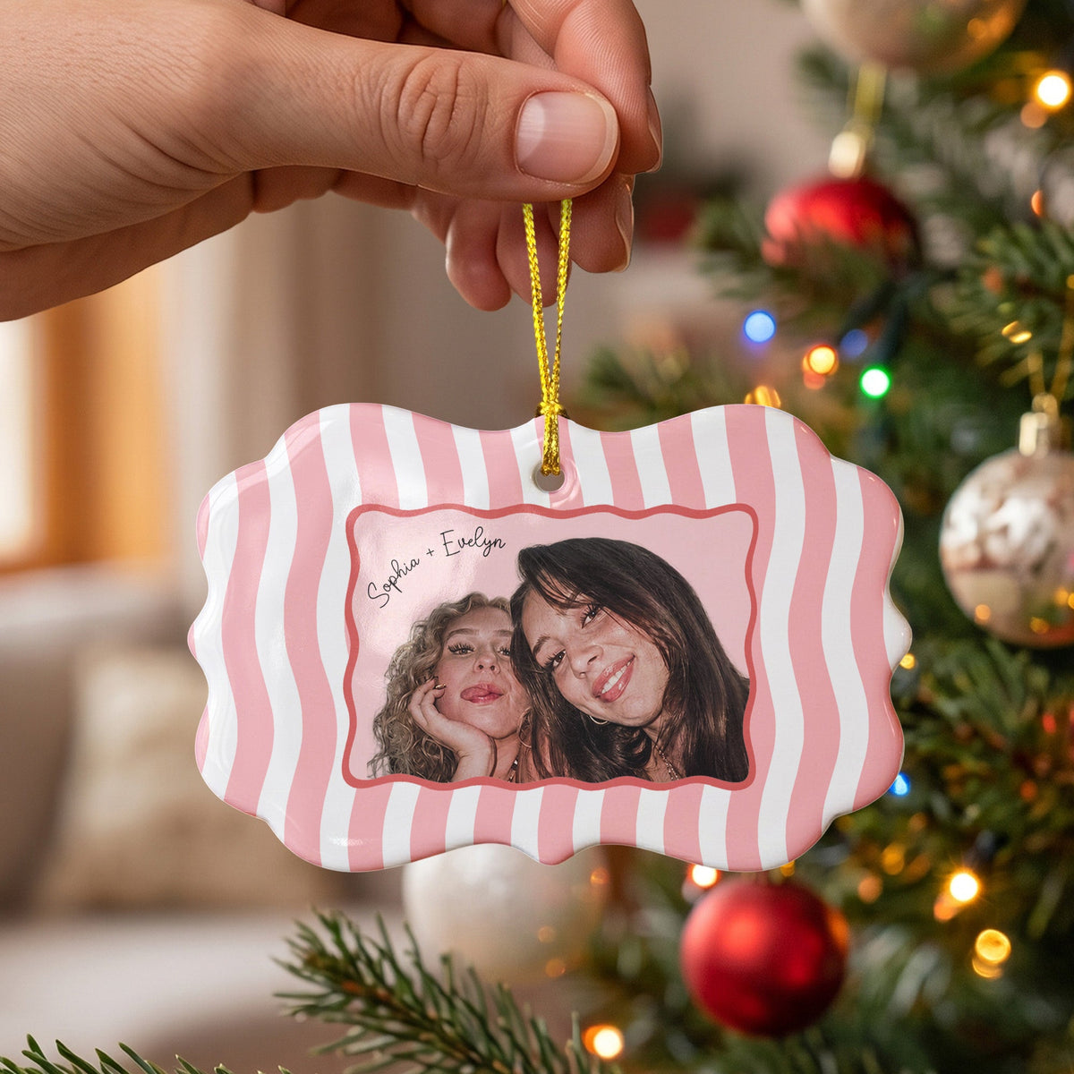 Besties Forever - Striped Friendship Thank You Ornament - Personalized Ornament