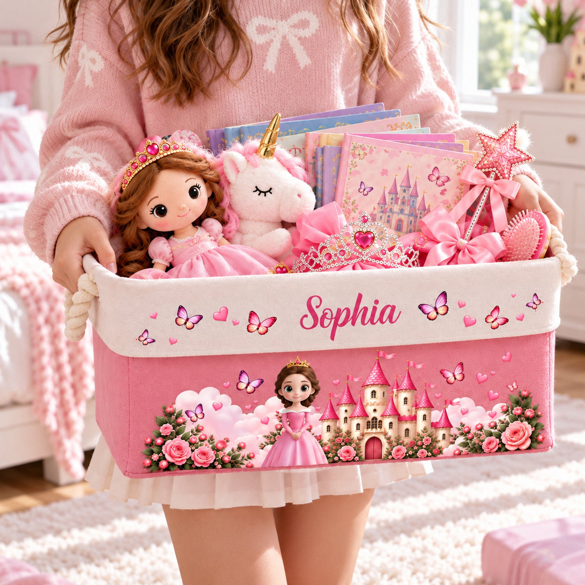 A Beautiful Princess Gift For Daughter, Granddaughter - Personalized Storage Basket