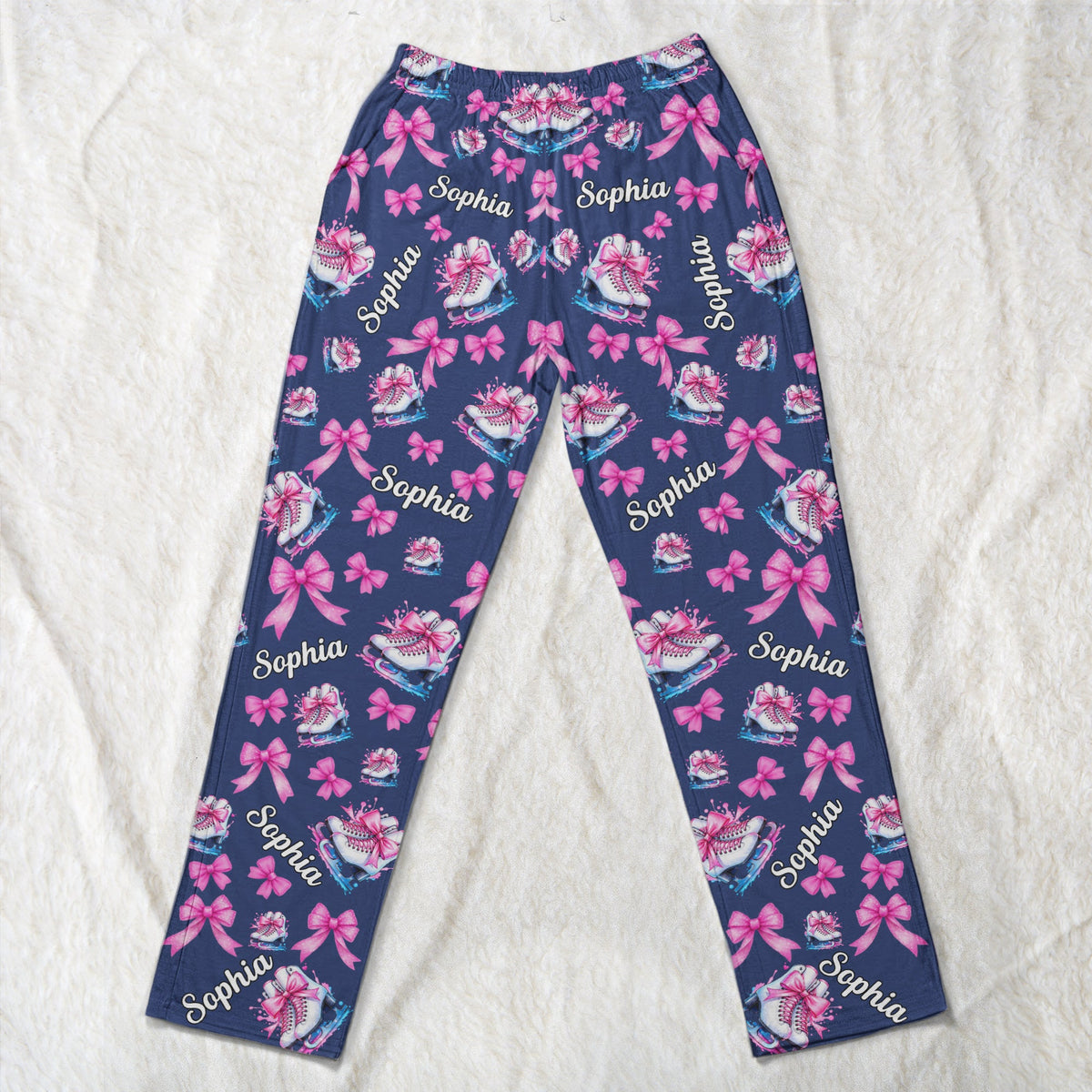Coquette Bow Ice Skating Custom Name Gift Figure Skater, Ice Skater, Ice Skating Girl - Personalized Lounge Pants
