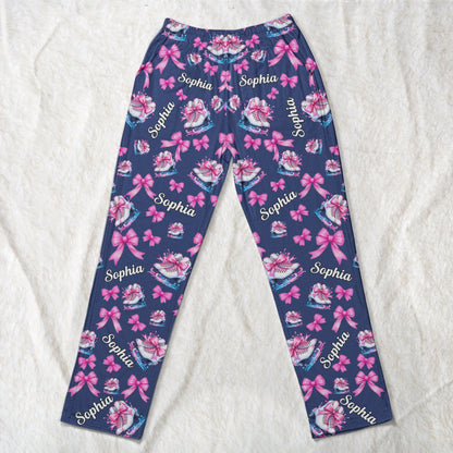 Coquette Bow Ice Skating Custom Name Gift Figure Skater, Ice Skater, Ice Skating Girl - Personalized Lounge Pants