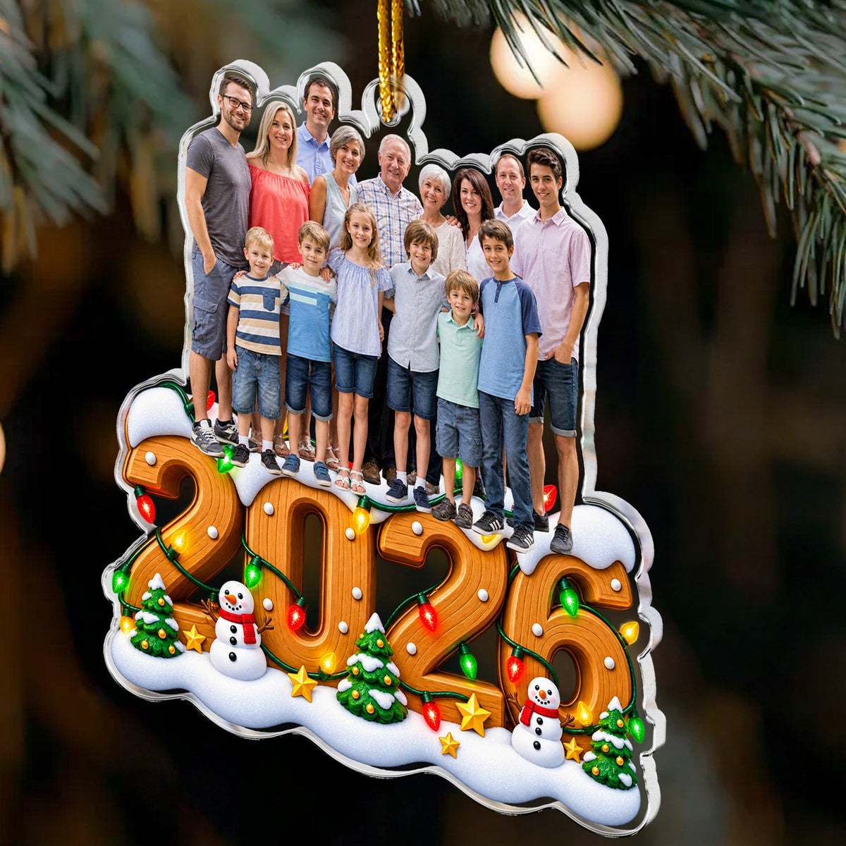 Custom Photo 2026, 2027 Family, Kids, Friends, Coworker - Personalized Ornament