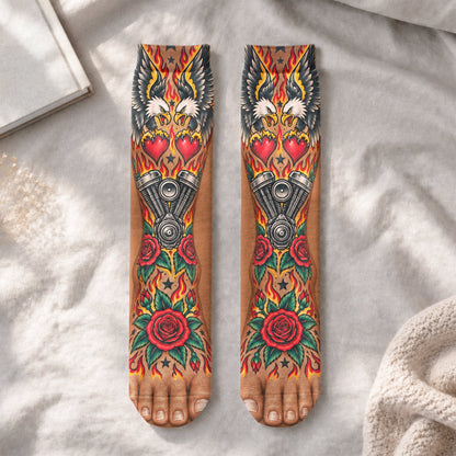 Funny Gag Gifts For Coworkers, Family, Kids - Tattoo Printed Gangster - Personalized Socks