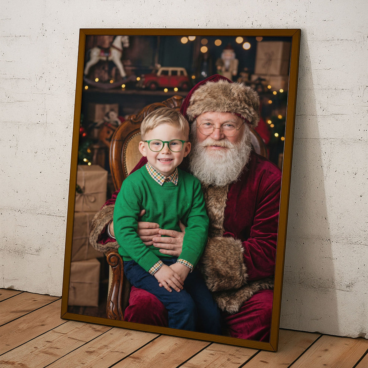 Kid Santa Lap Portrait Christmas Decoration - Personalized Poster