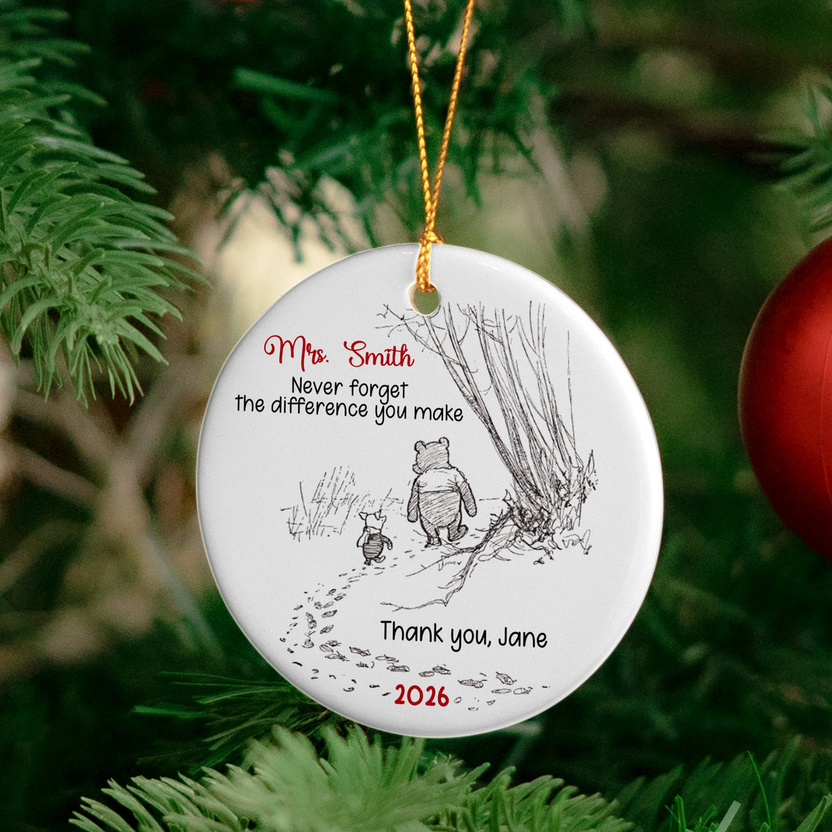 Never Forget The Difference You Make - Thank You Gift - Personalized Ceramic Ornament