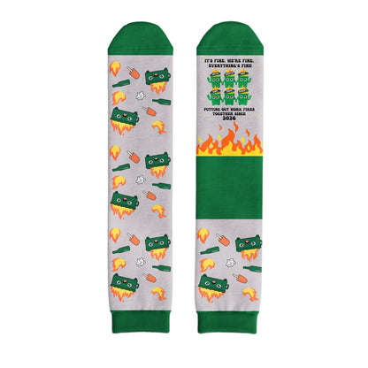 It's Fine We'Re Fine Everything's Fine Dumpsters Fire Coworker - Personalized Socks