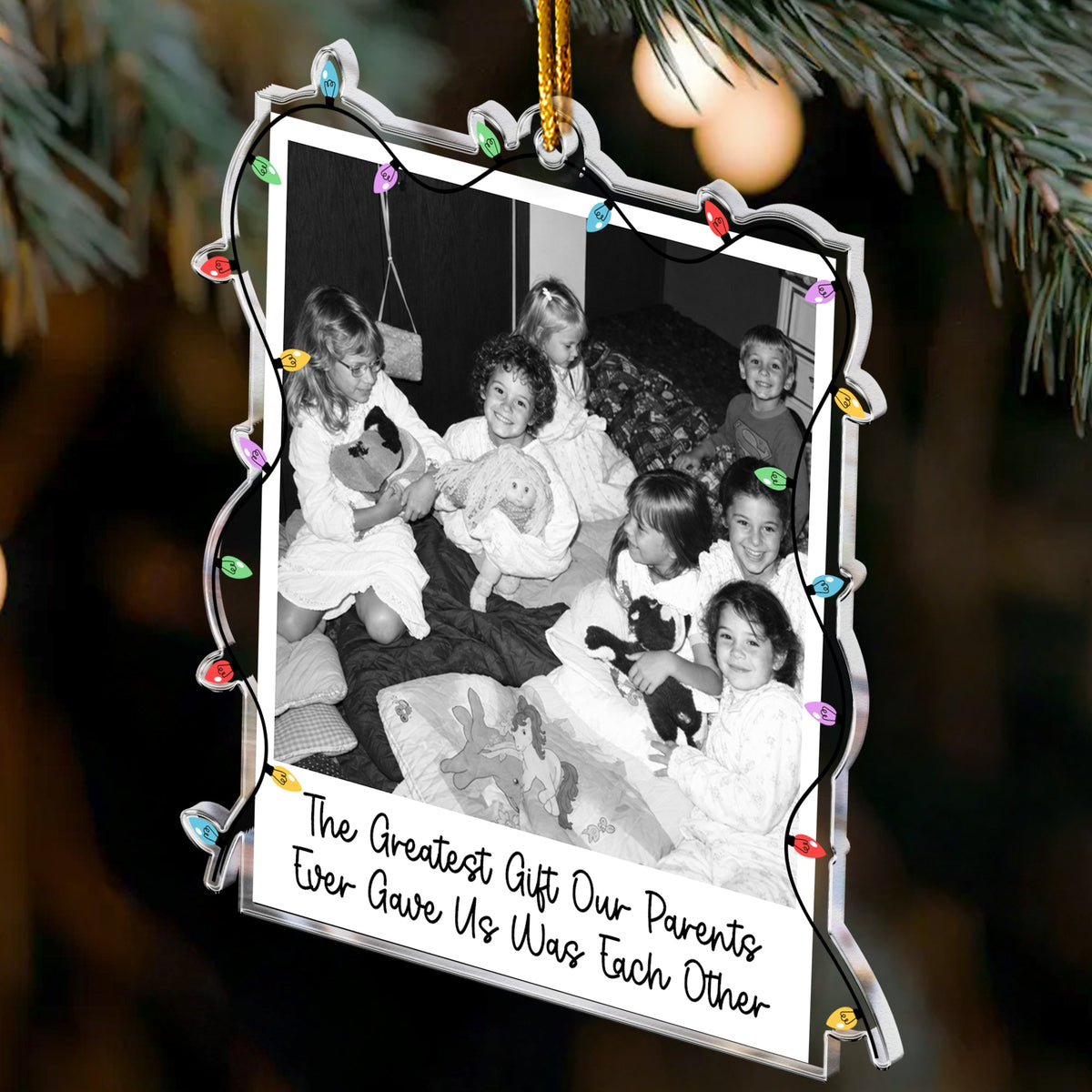 Custom Childhood Photo Of Brothers & Sisters, Sibling Christmas Gifts - Personalized Ornament