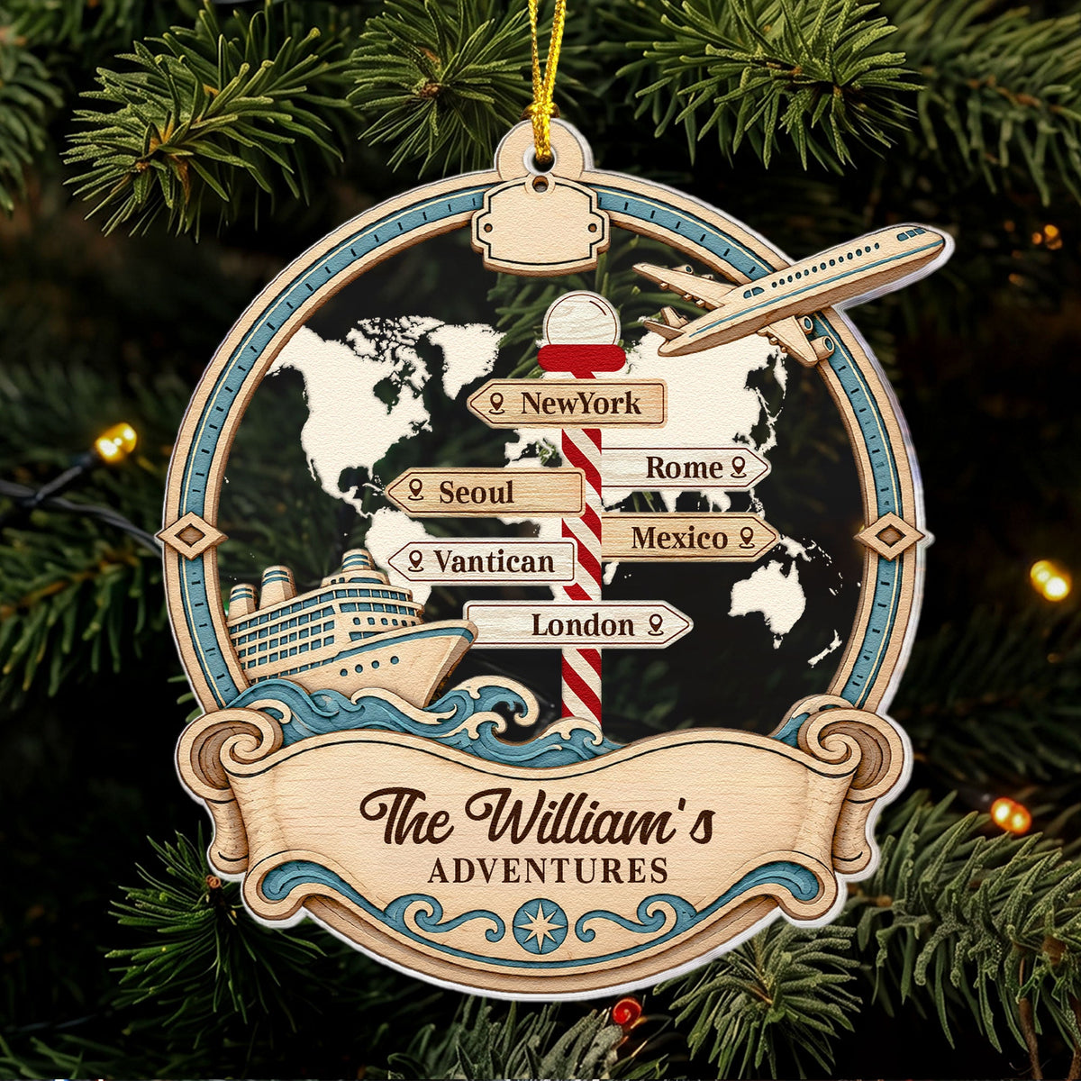 Cruise And Plane Adventures - Personalized Ornament