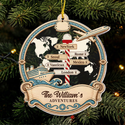 Cruise And Plane Adventures - Personalized Ornament
