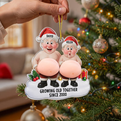 Growing Old Together Couples - Funny Belly 3D Squishy - Personalized Ornament
