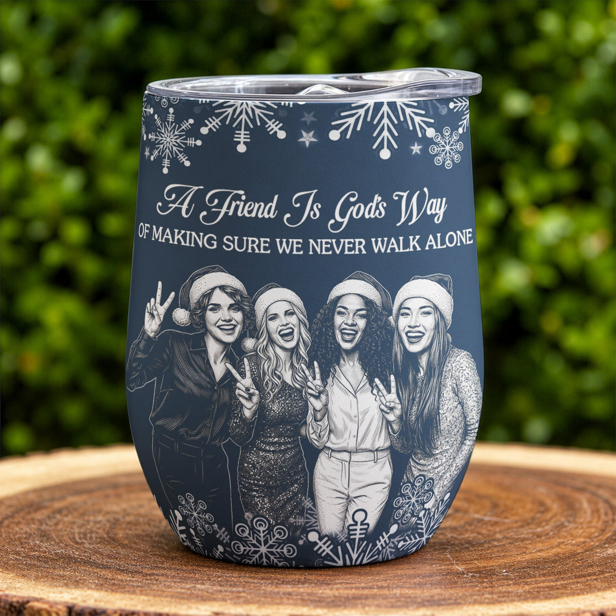 No One Will Ever Be As Entertained By Us Custom Photo Sketch Line Art - Personalized Wine Tumbler