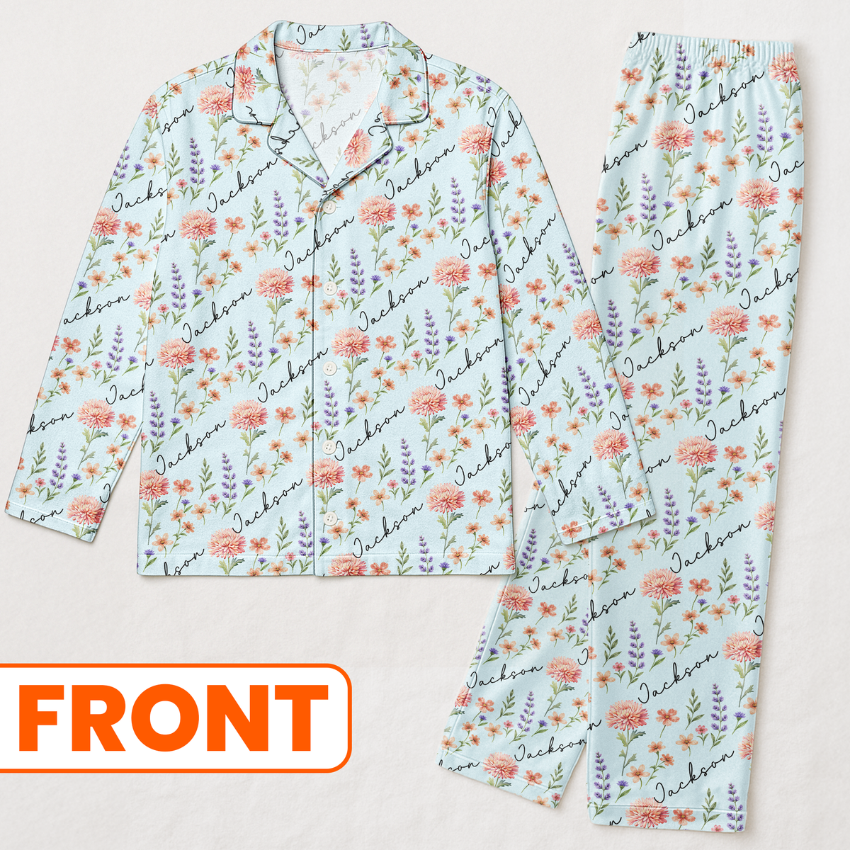 Custom Name & Birth Flower Gifts For Her, Friends, Sisters, Daughters, Kids, Grandkids - Personalized Pajamas
