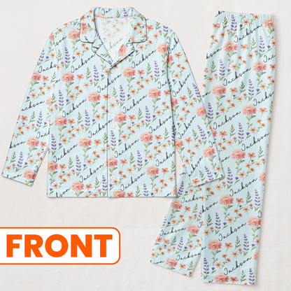 Custom Name & Birth Flower Gifts For Her, Friends, Sisters, Daughters, Kids, Grandkids - Personalized Pajamas
