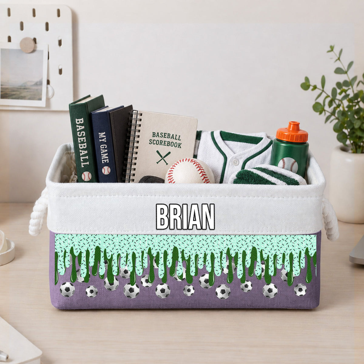 Icecream Drip Design For Baseball, Softball, Soccer, Football, Basketball, Hockey Lover - Personalized Storage Basket