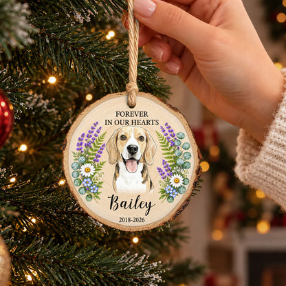 Forever In Our Hearts Memorial Custom Photo Watercolor Pet Loss Gifts - Personalized Ornament