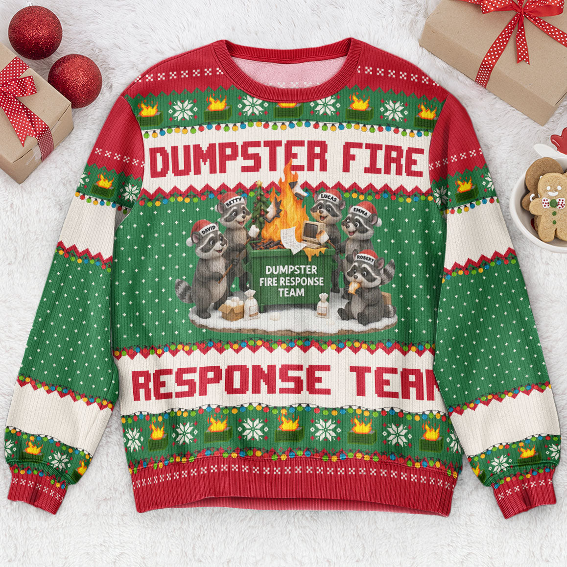 Dumpster On Fire Response Team - For Funny Ugly Sweater Party - Personalized Sweater