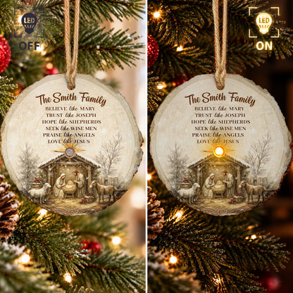Nativity Ornament Light Up Ornament Christian Gift Religious Keepsake - Personalized Ornament