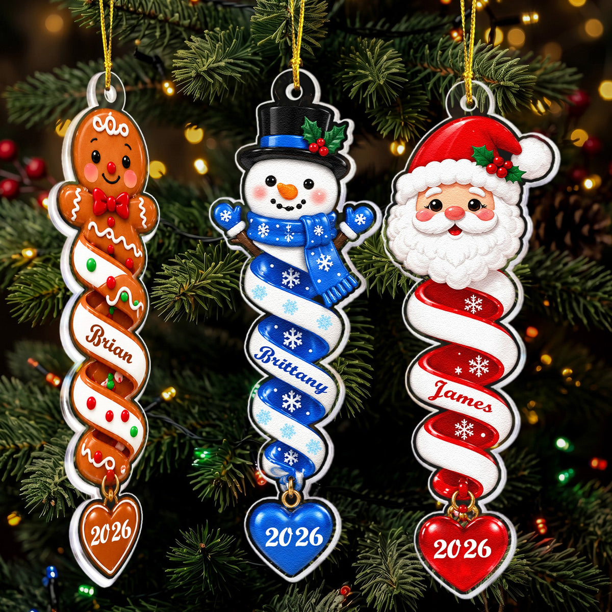 Custom Name Spiral Ornament Christmas, Ornament Gifts For Kids - Personalized Ornament