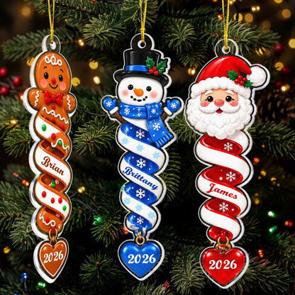 Custom Name Spiral Ornament Christmas, Ornament Gifts For Kids - Personalized Ornament
