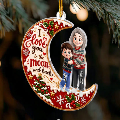 Grandma Hugging Love You To The Moon And Back - Personalized Ornament