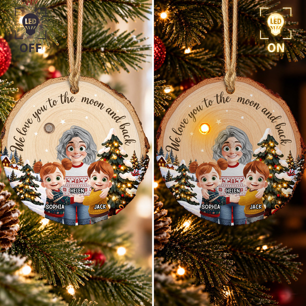 Love You To The Moon And Back - Personalized Ornament