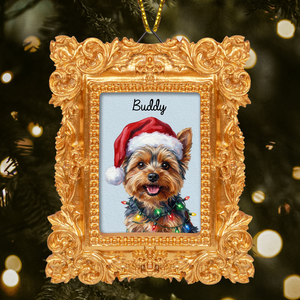 Custom Vintage Frame Pet Portrait Oil Painting Christmas Pet - Personalized Ornament