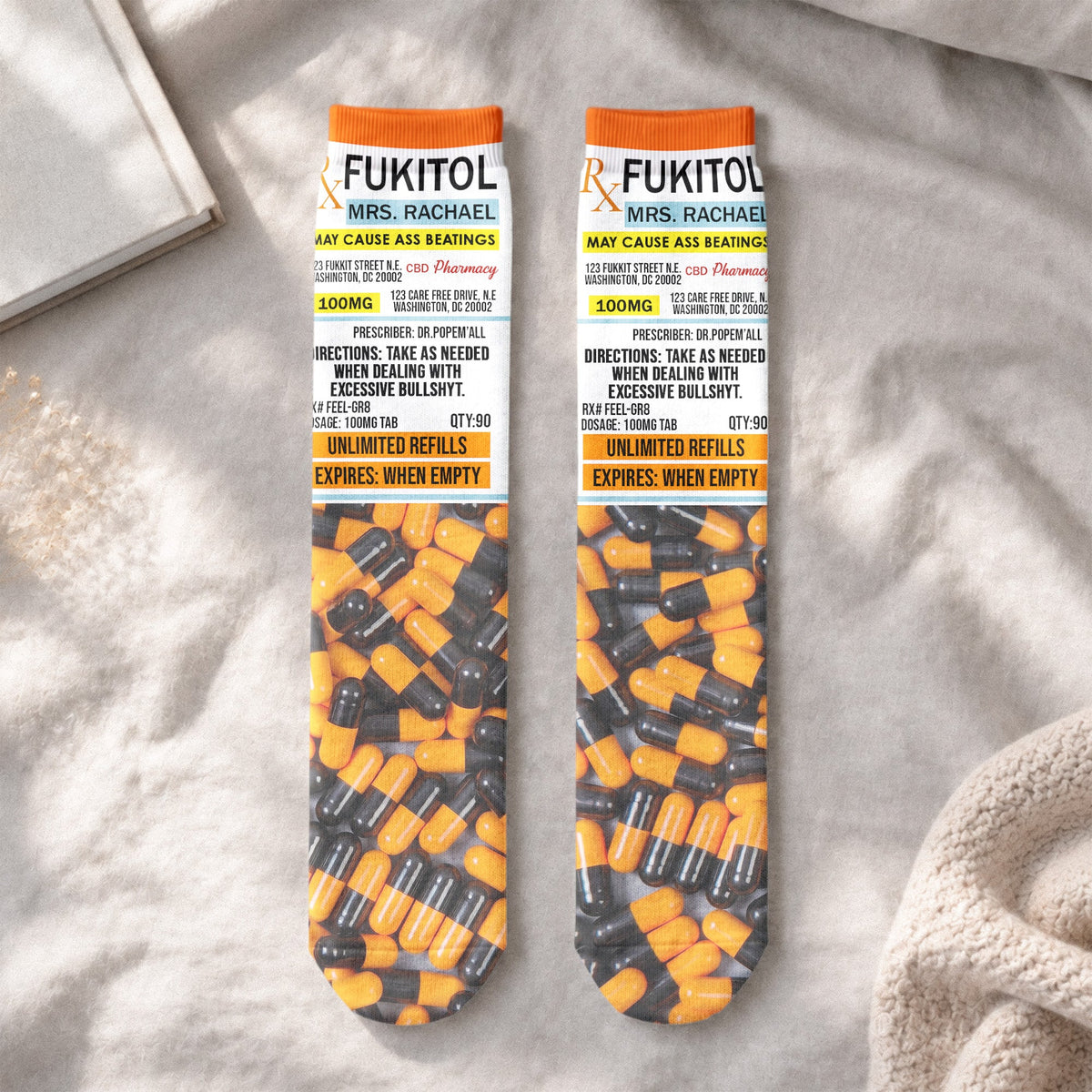 Funny Mug - Fukitol Rx Prescription - Gifts For Coworkers, Boss, Self Gift - Personalized Socks