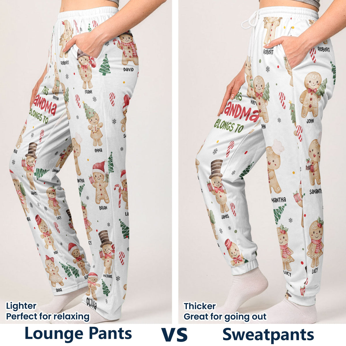 This Grandma, Mom Belongs To, Gingerbread Kids - Personalized Lounge Pants, Sweatpants