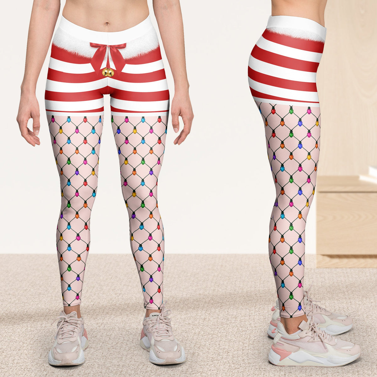 Funny Christmas Outfits, Fishnet Tights Xmas - Personalized Leggings