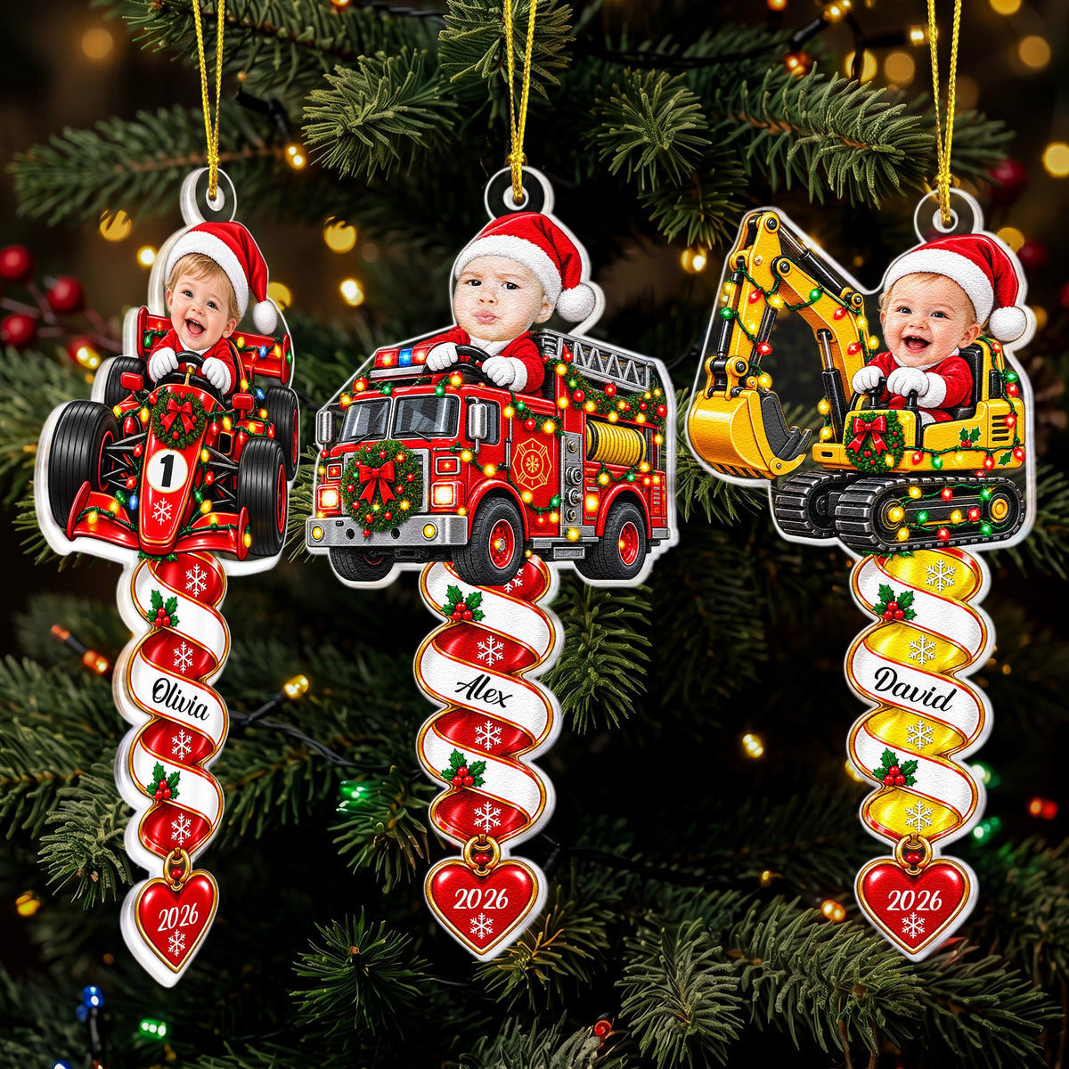 Custom Name Spiral Ornament Christmas, Ornament Gifts For Kids - Personalized Ornament