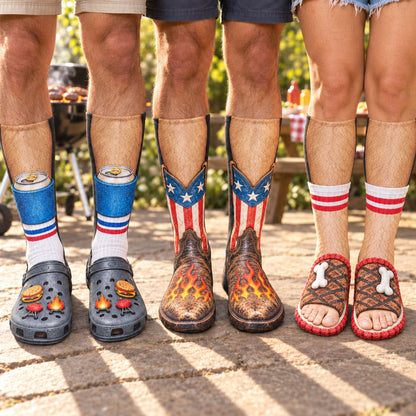 Funny Gag Gifts For Him, Coworkers, Family, Kids - American Vibe Style Bbq Party - Personalized Socks