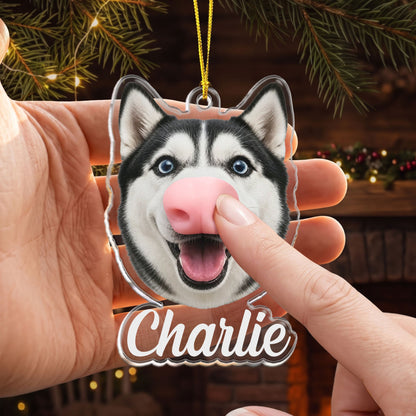 Custom Funny Dog Photo Squishy Nose - Personalized Ornament