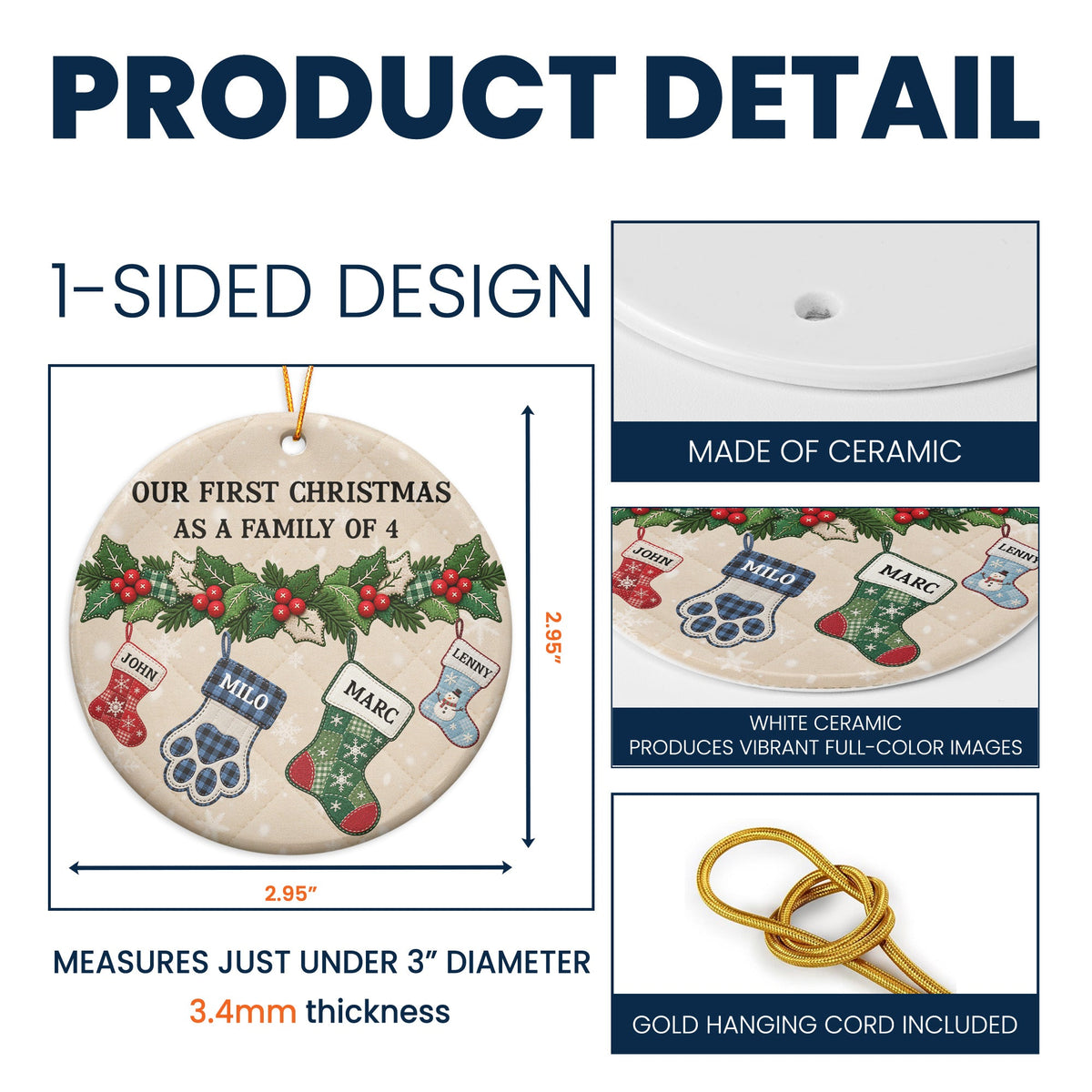 Our First Christmas As A Family Stocking - Personalized Ornament