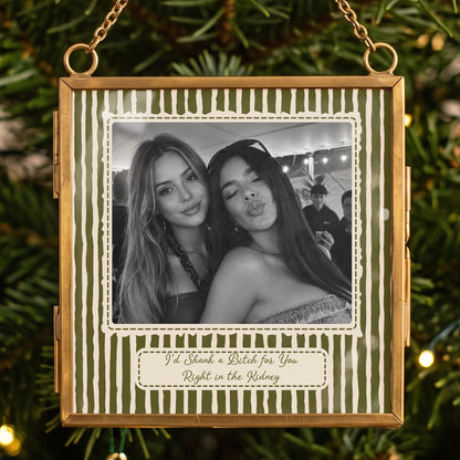 Best Friend Photo Gifts For Bestie, Sister - Vintage Stripe With Frame - Personalized Ornament