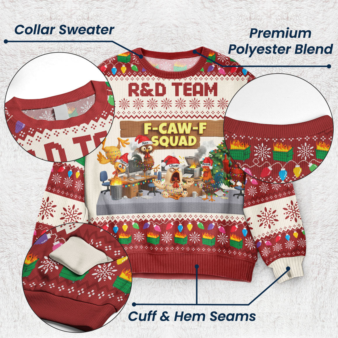 F-Caw-F Squad - For Funny Ugly Sweater Party - Personalized Sweater