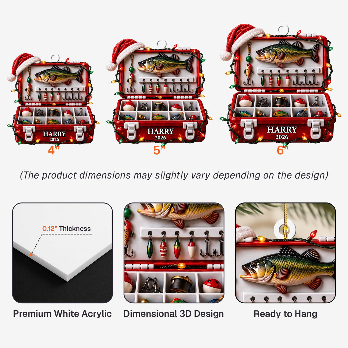 Fishing Tackle Box 3D Ornament For Fisherman, Dad Fishing Man Gifts - Personalized Ornament