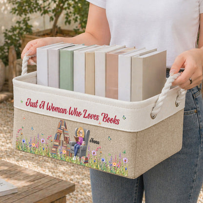Just A Girl Who Loves Books Gift For Book Lover, Bookworm - Personalized Storage Basket
