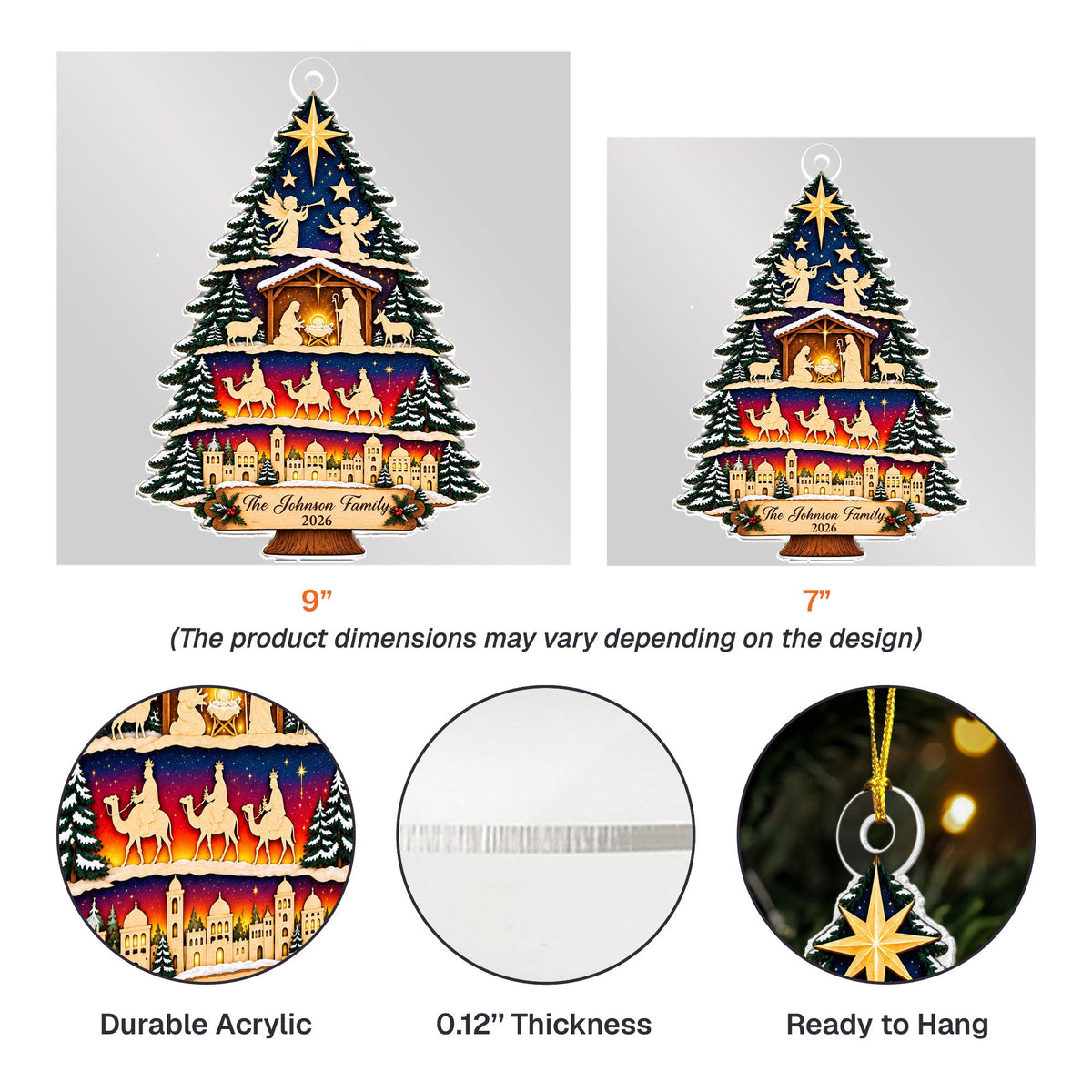 Nativity Scene, Christmas Nativity Tree - Personalized Ornament