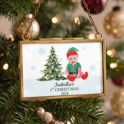 Christmas Frame Ornament Custom Kid Funny Face First Christmas - Personalized Ornament