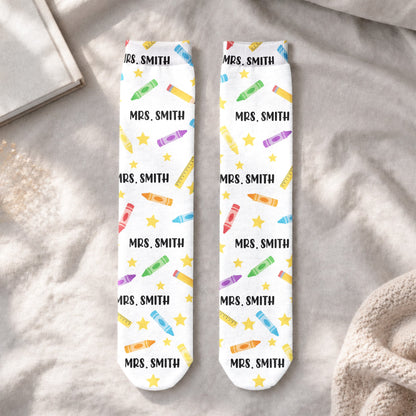 Teacher Off Duty Funny Gift - Personalized Socks