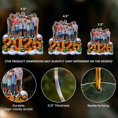 Custom Photo 2026, 2027 Family, Kids, Friends, Coworker - Personalized Ornament